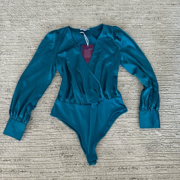 Sergio Hudson cobalt silk bodysuit nwt - Picture 1 of 5